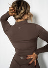Resilient 1/2 Zip Long Sleeve Crop - Cocoa - VITAL APPAREL