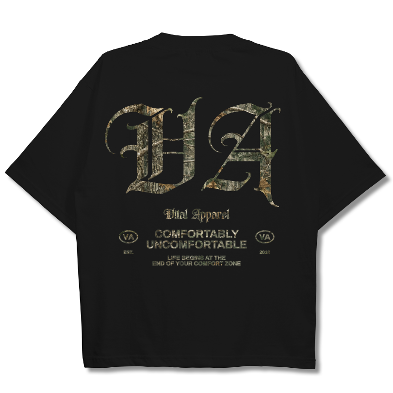 Oversized Pump Cover T-Shirt - Black/Woodland VA