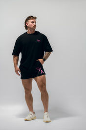 Combat Mesh Shorts 5" - Black/Distressed Hot Pink