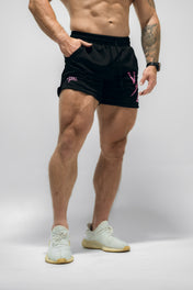 Combat Mesh Shorts 5" - Black/Distressed Hot Pink