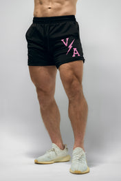Combat Mesh Shorts 5" - Black/Distressed Hot Pink