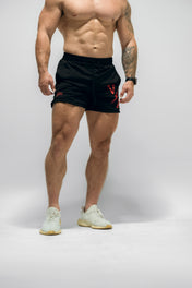 Combat Mesh Shorts 5" - Black/Distressed Red