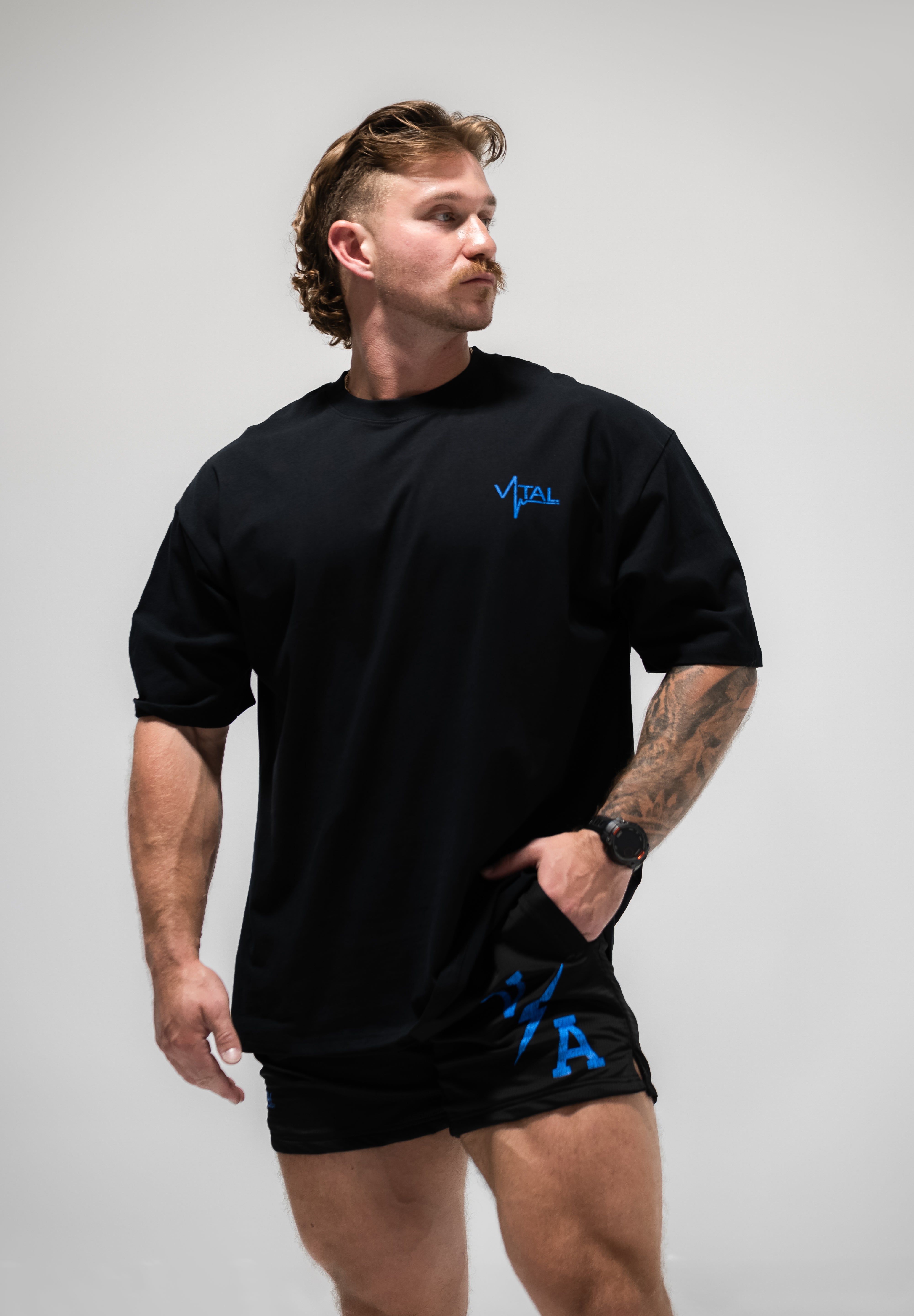 Oversized Pump Cover T-Shirt - TTP Distressed Baby Blue