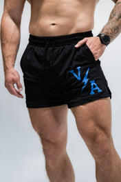 Combat Mesh Shorts 5" - Black/Distressed Baby Blue