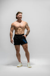 Combat Mesh Shorts 5" - Black/Distressed Baby Blue