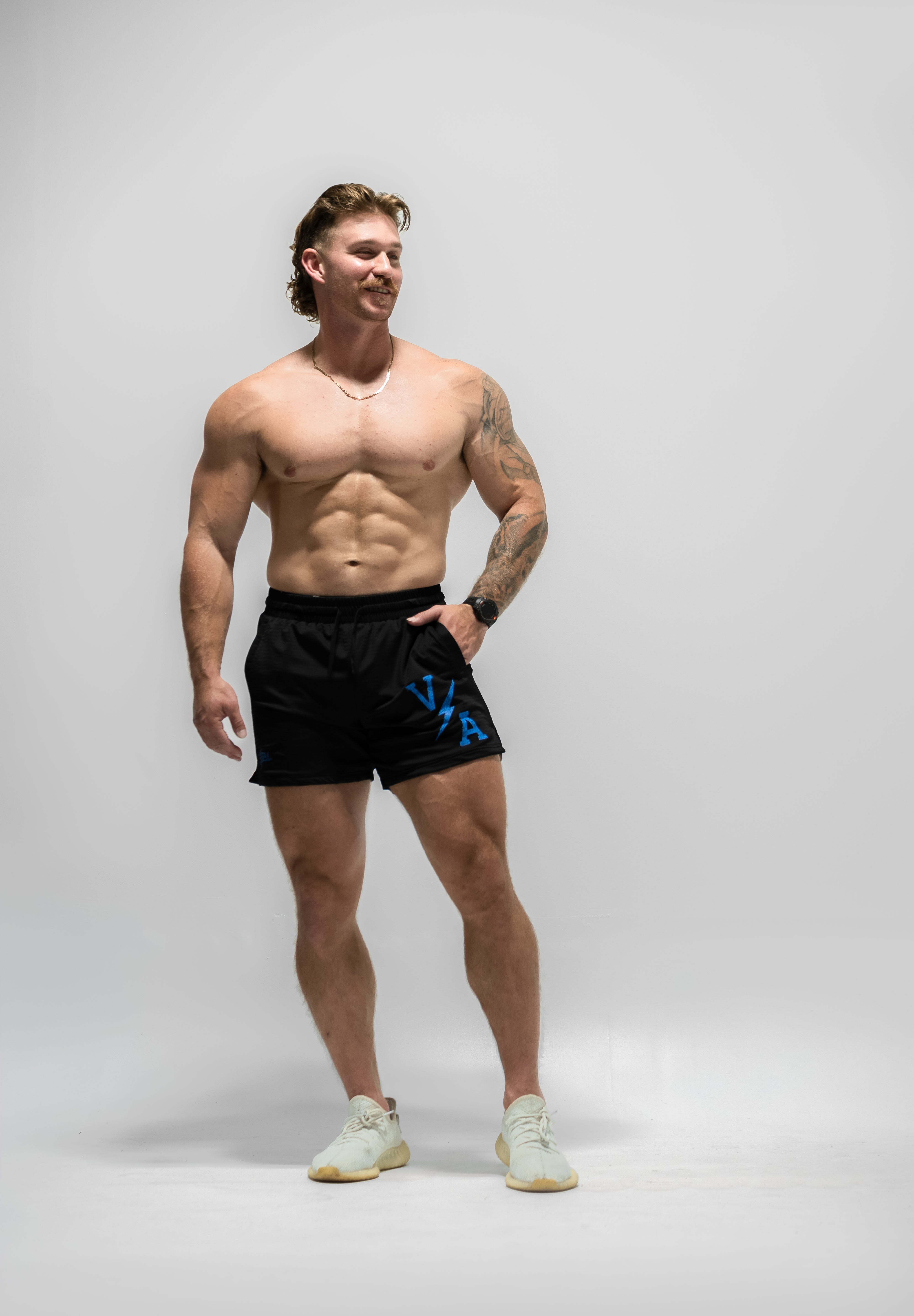 Combat Mesh Shorts 5" - Black/Distressed Baby Blue