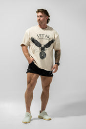 Oversized Pump Cover T-Shirt - Free Your Mind Cream