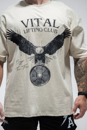 Oversized Pump Cover T-Shirt - Free Your Mind Cream