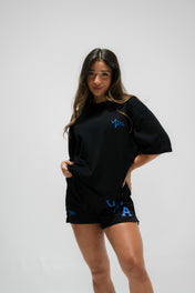 Combat Mesh Shorts 5" - Black/Distressed Baby Blue