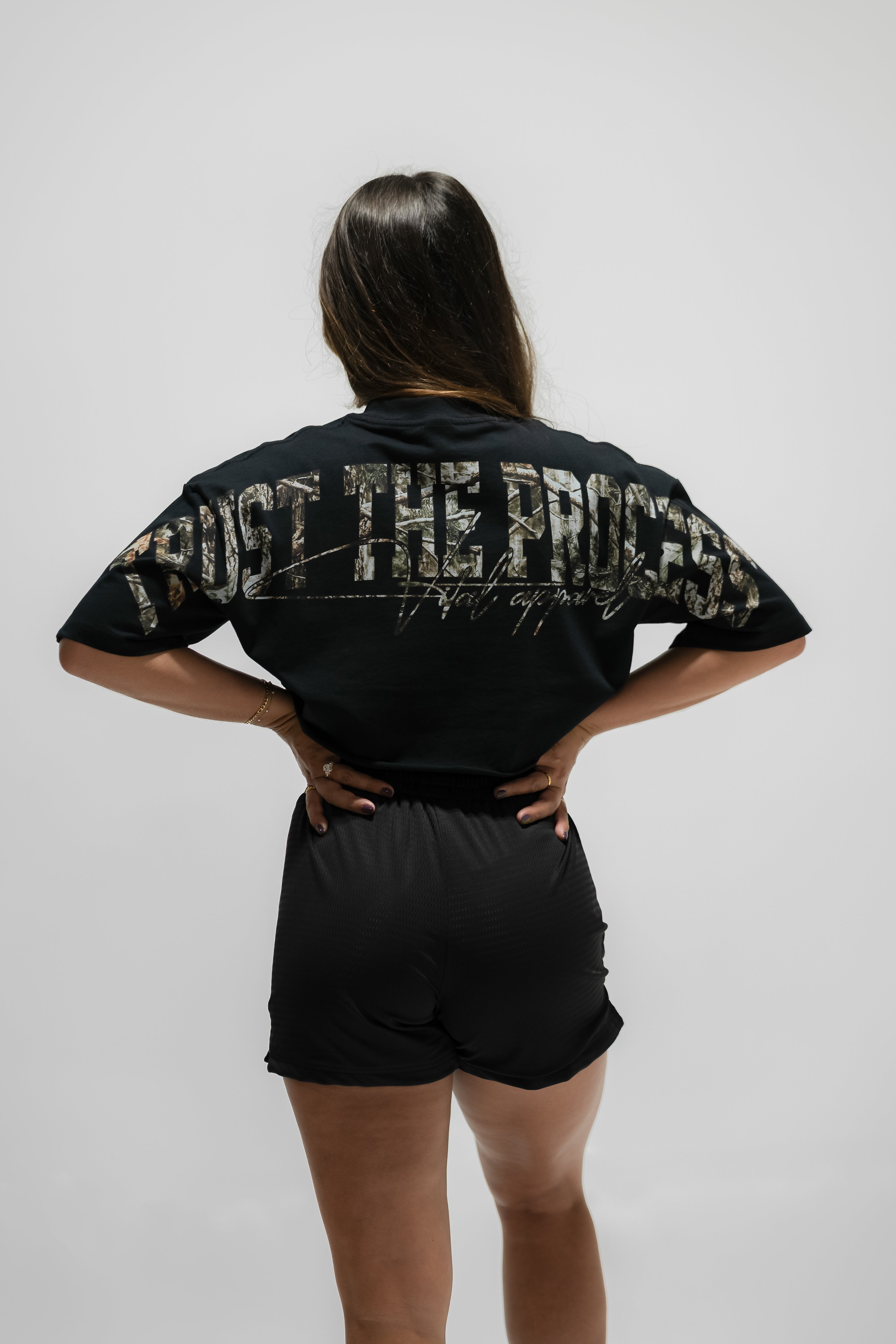 Oversized Crop T-Shirt - VITAL APPAREL Trust the Process Forest Camo