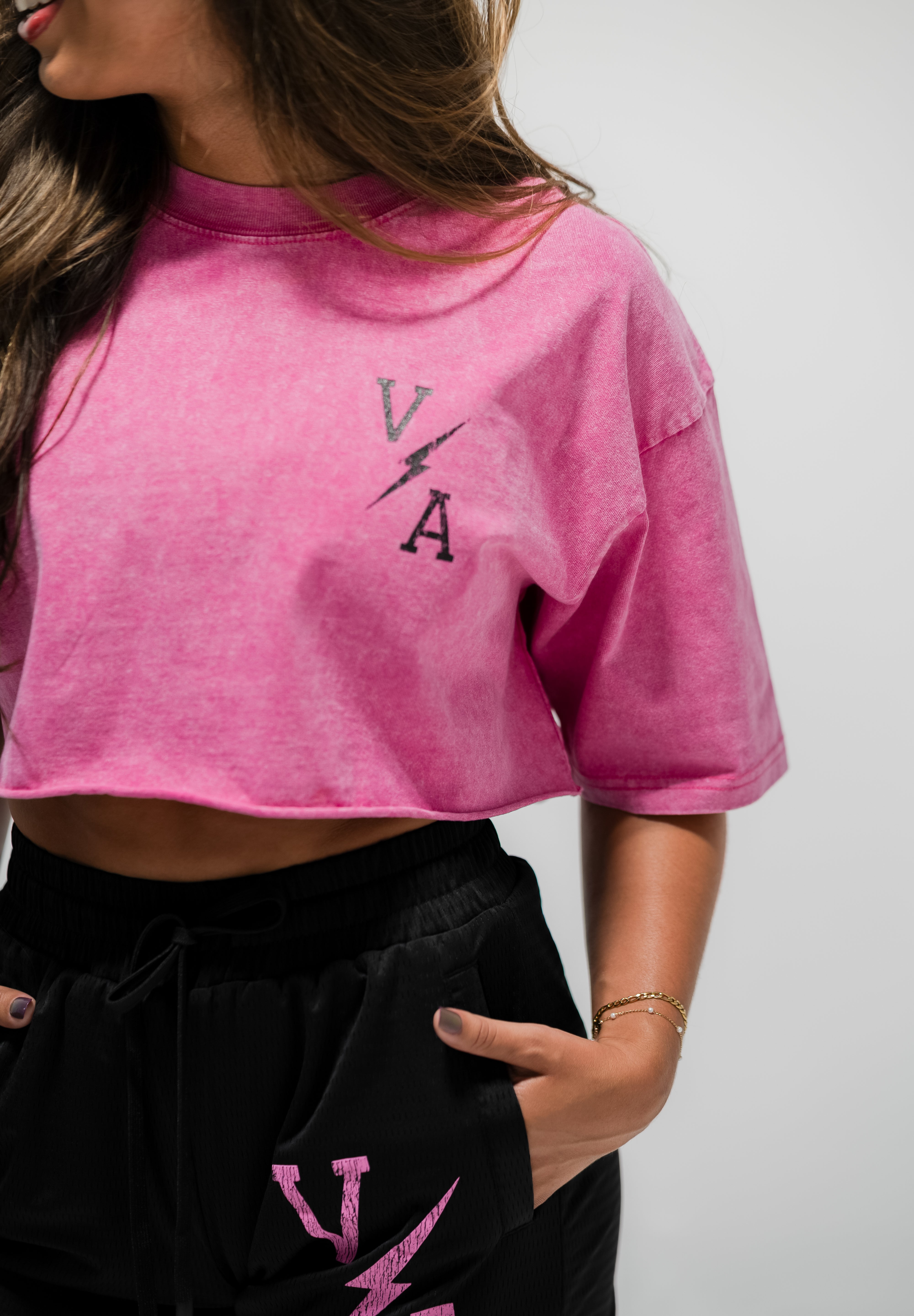 Oversized Crop T-Shirt - Iron Therapy OE Pink Acid