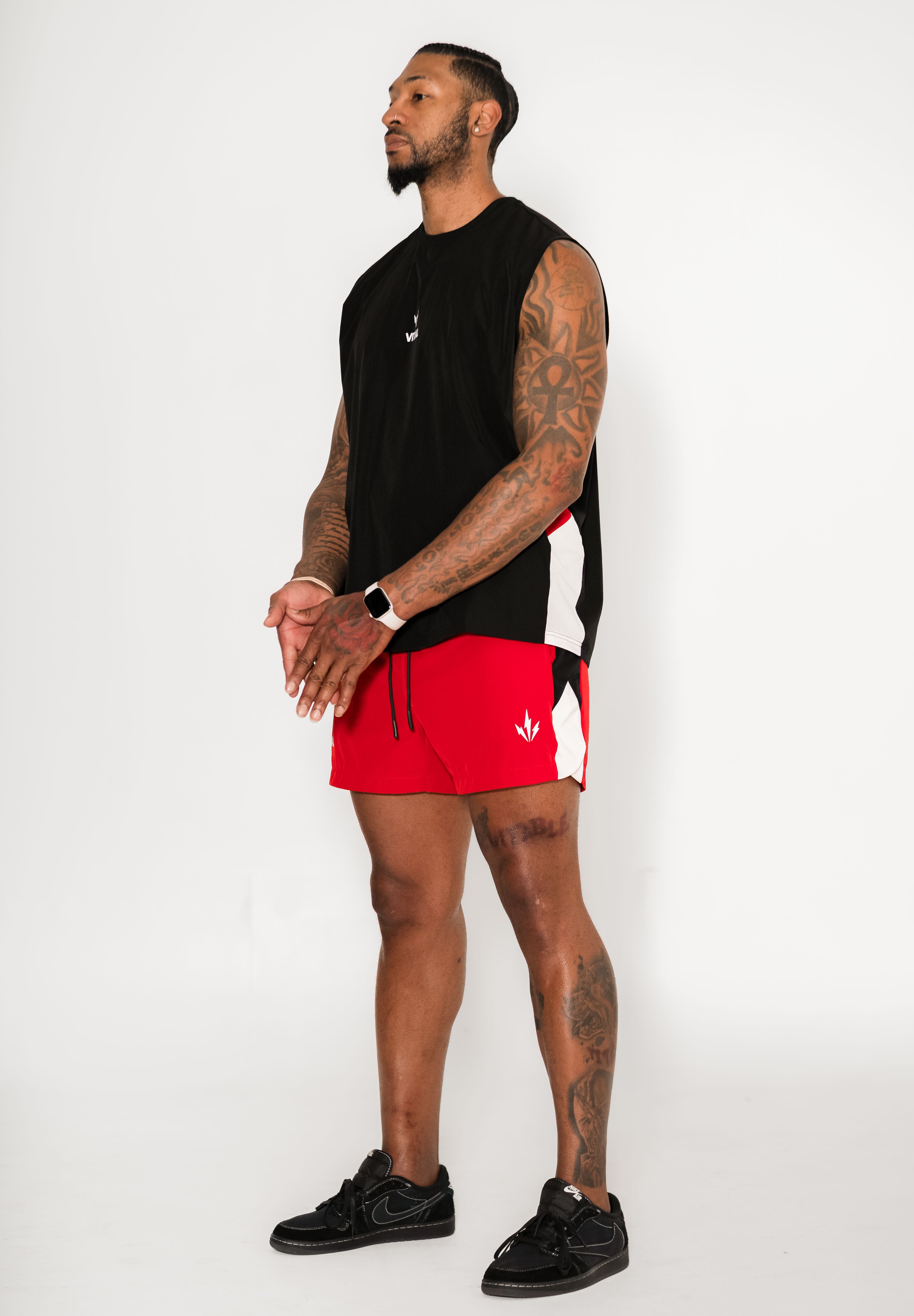 Momentum Cut Off Tank - Red/Cream