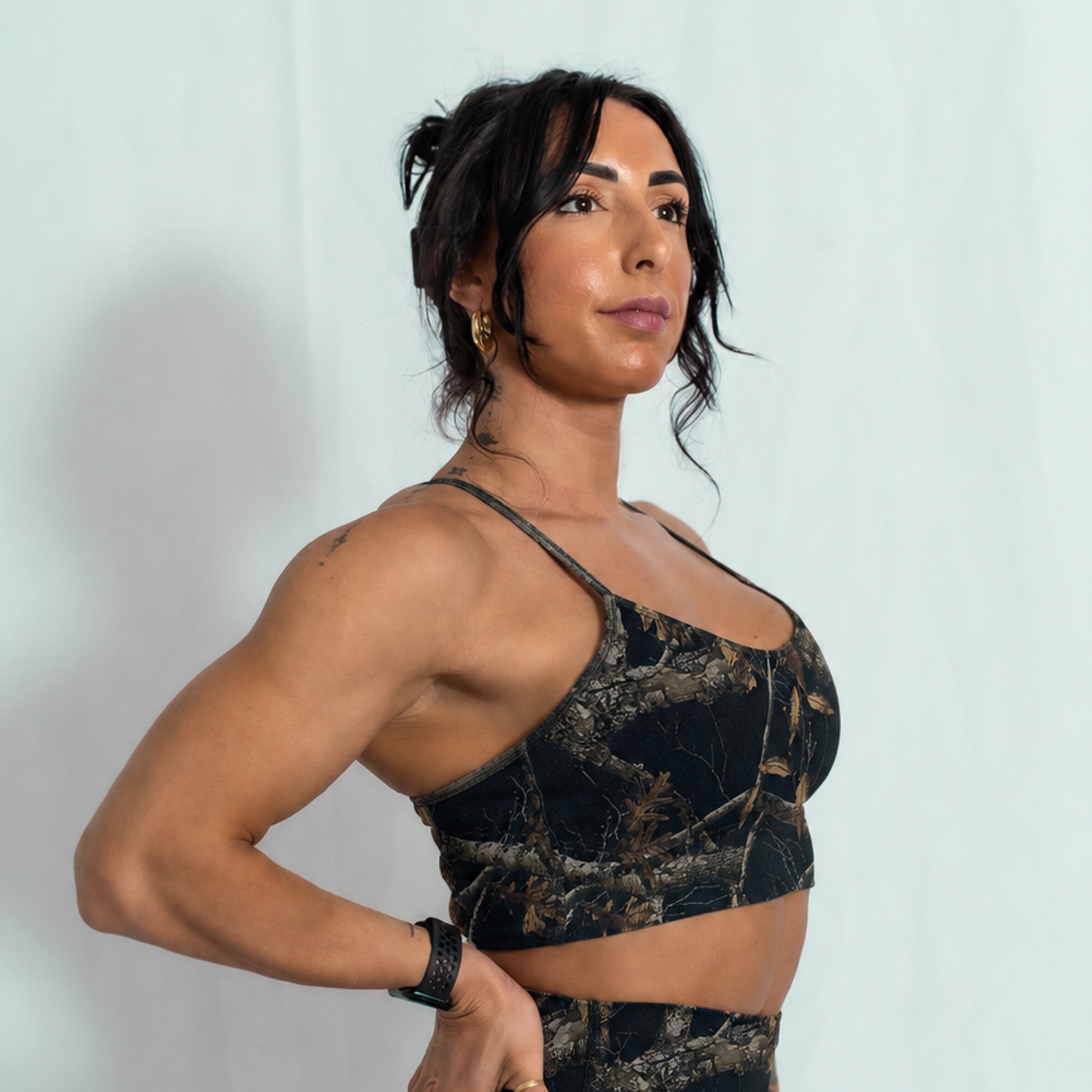 Elevate Bra - Black Woodland Camo