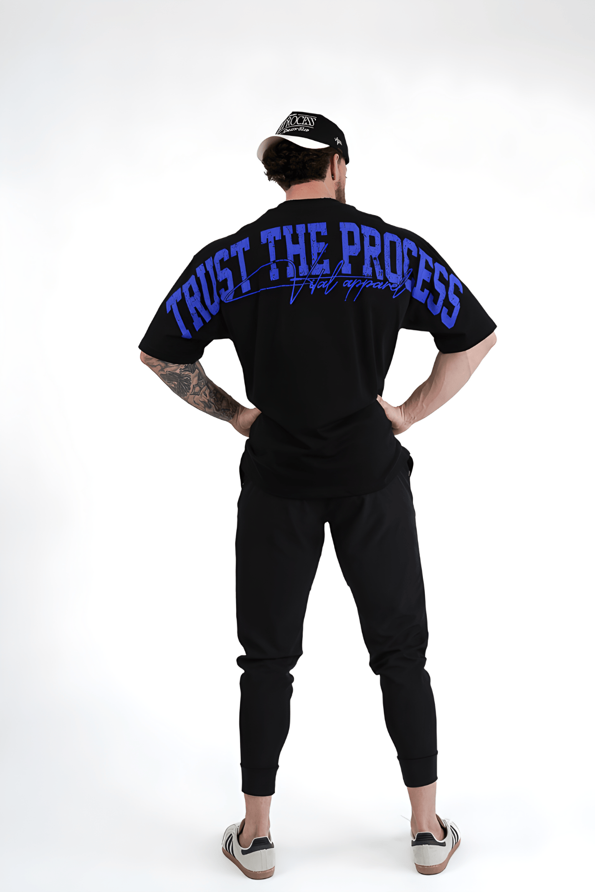 Oversized Pump Cover T-Shirt - VITAL APPAREL Trust the Process Distressed Blue