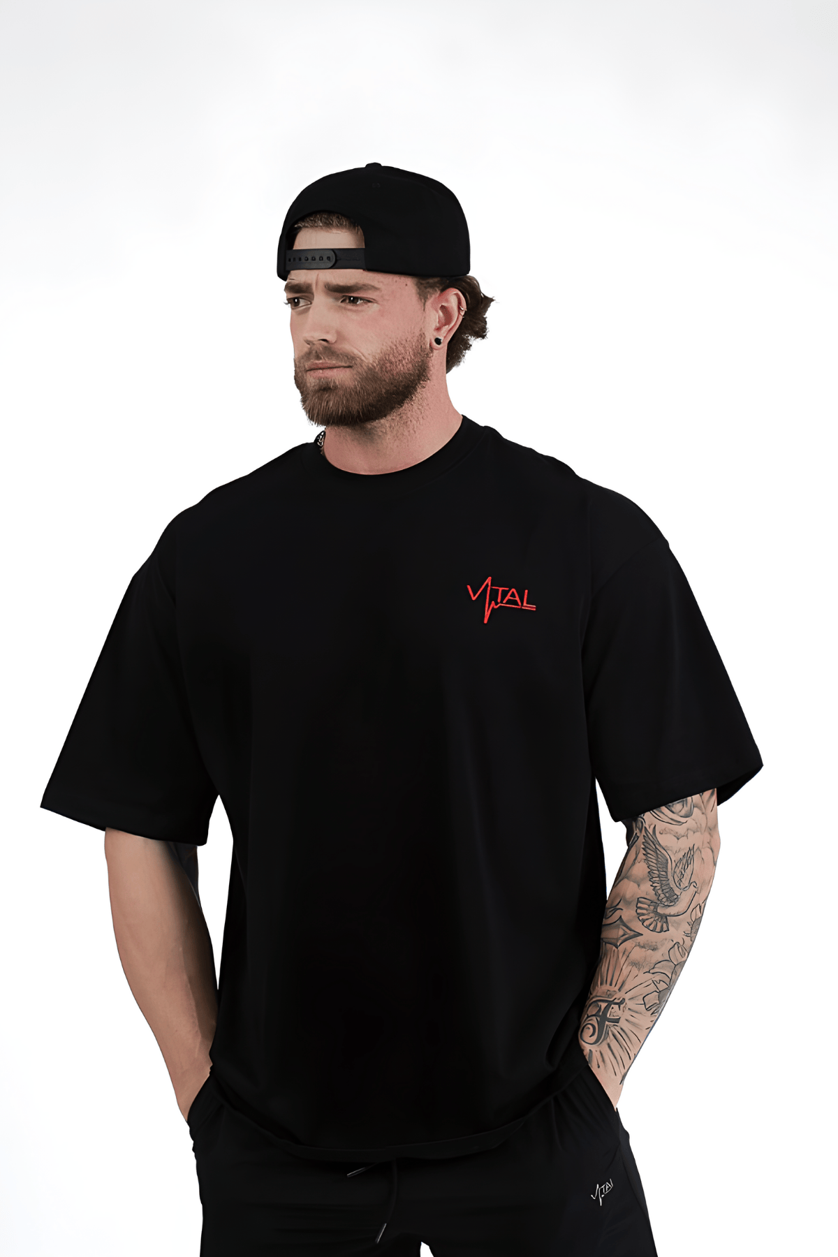 Oversized Pump Cover T-Shirt - VITAL APPAREL Trust the Process Distressed Red