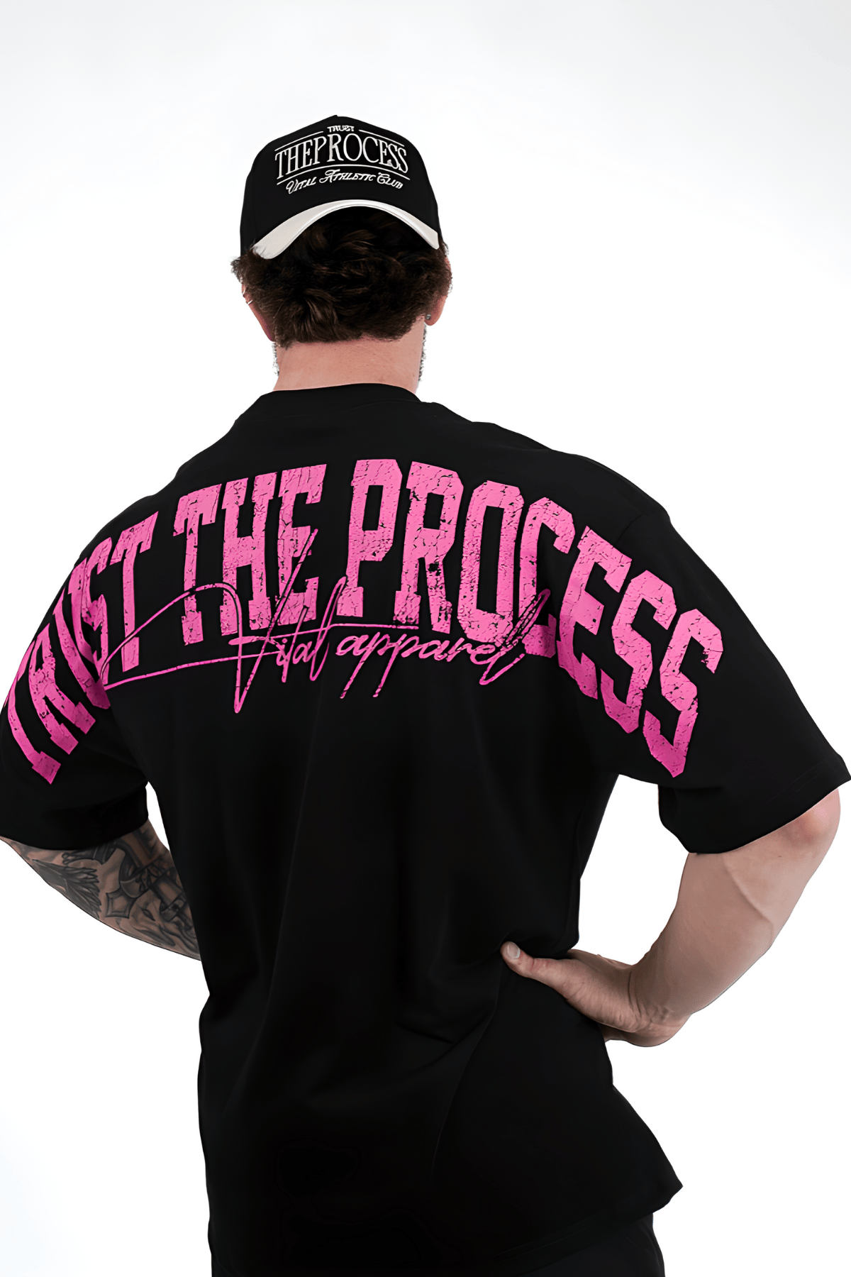 Oversized Pump Cover T-Shirt - VITAL APPAREL Trust the Process Distressed Pink