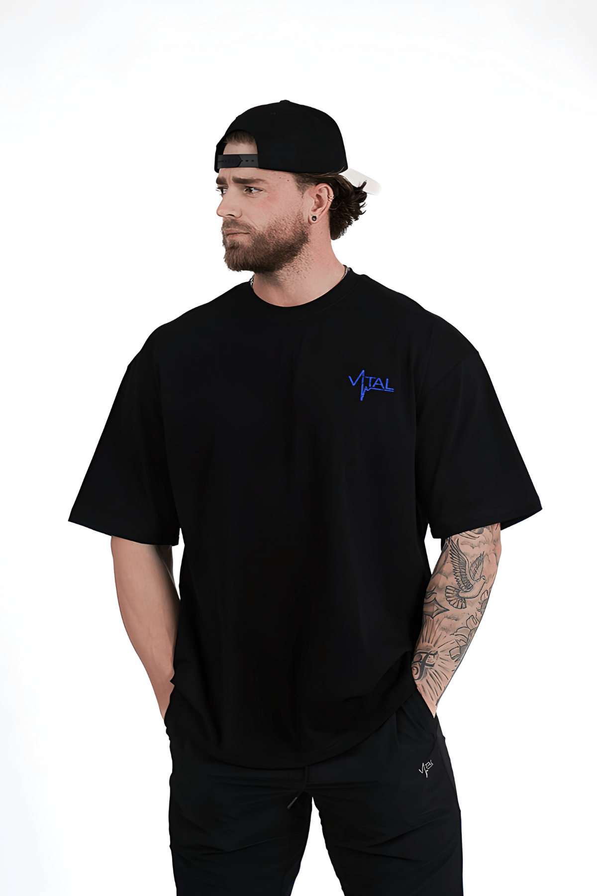Oversized Pump Cover T-Shirt - VITAL APPAREL Trust the Process Distressed Blue