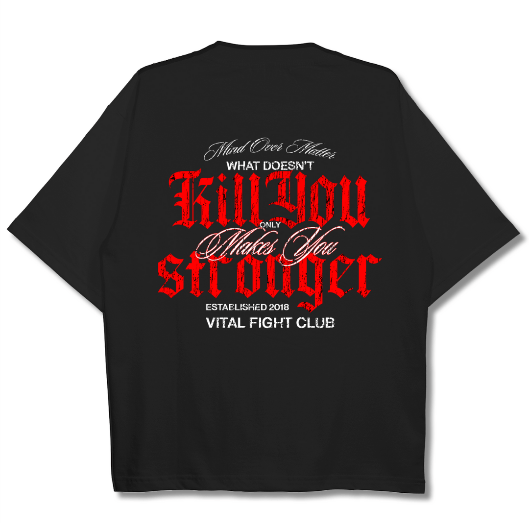 Oversized Pump Cover T-Shirt - What Doesn't Kill You Black/Red