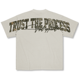 Oversized Pump Cover T-Shirt - VITAL APPAREL Trust the Process/Cream Woodland Camo