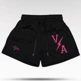 Combat Mesh Shorts 5" - Black/Distressed Hot Pink