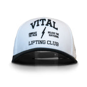 A Frame Snapback Hat - White/Black Lifting Club - VITAL APPAREL