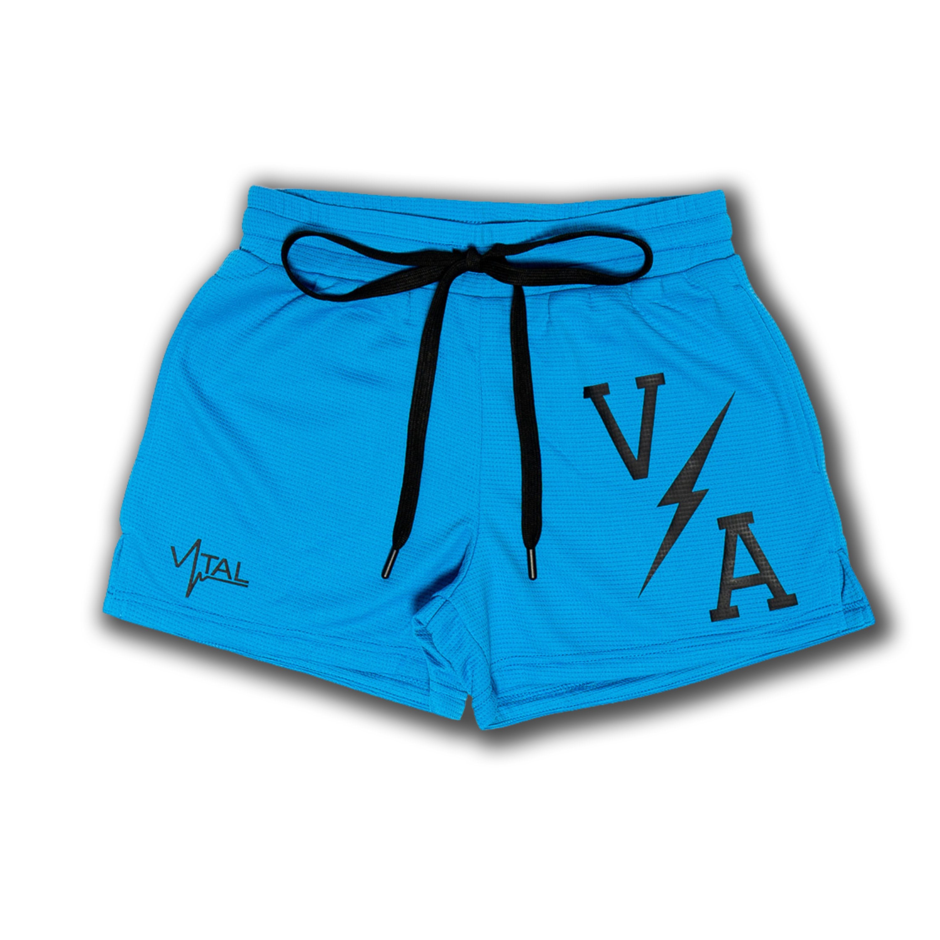 Combat Mesh Shorts 5" - Baby Blue/Black Bolt - VITAL APPAREL