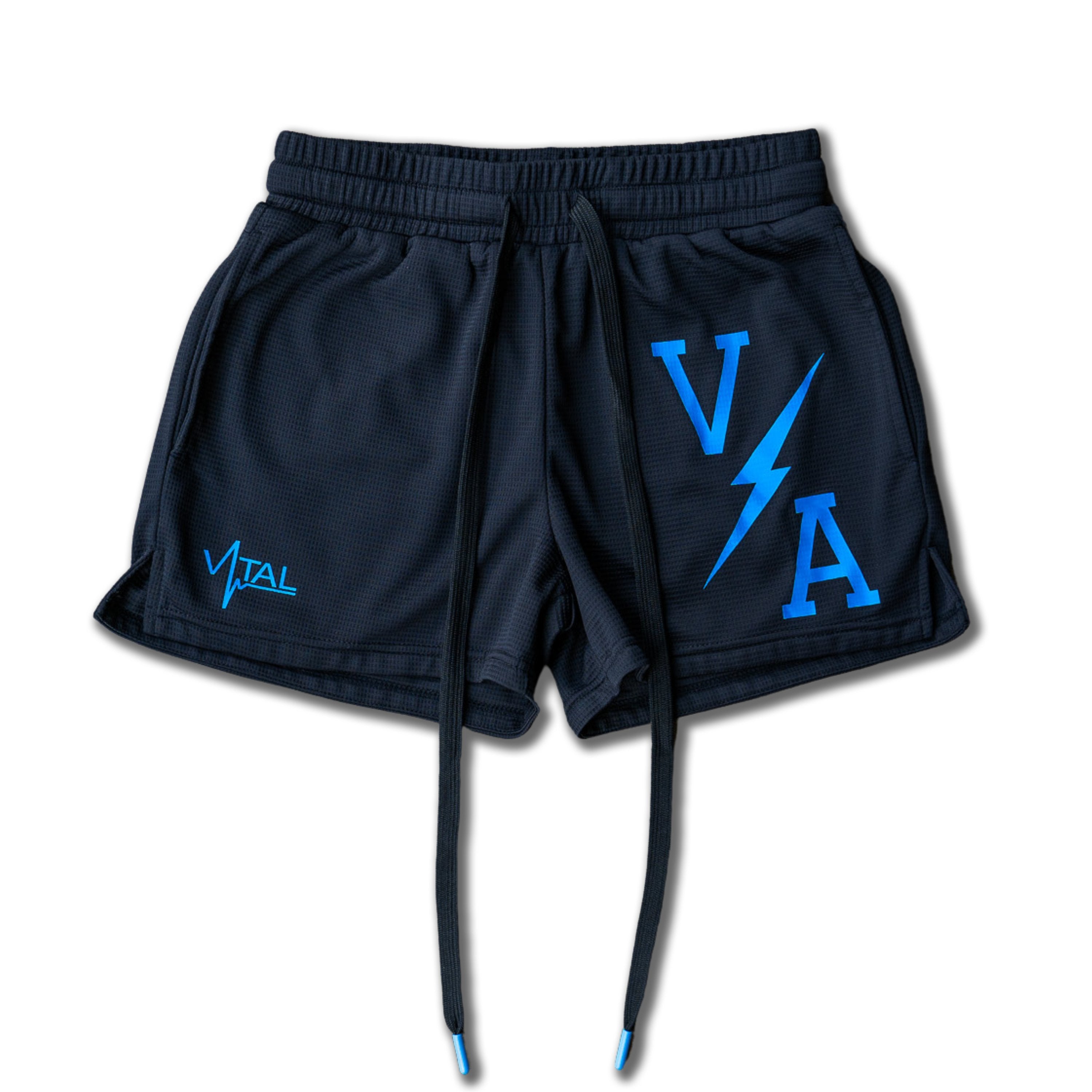 Combat Mesh Shorts 5" - Black/Baby Blue Bolt - VITAL APPAREL