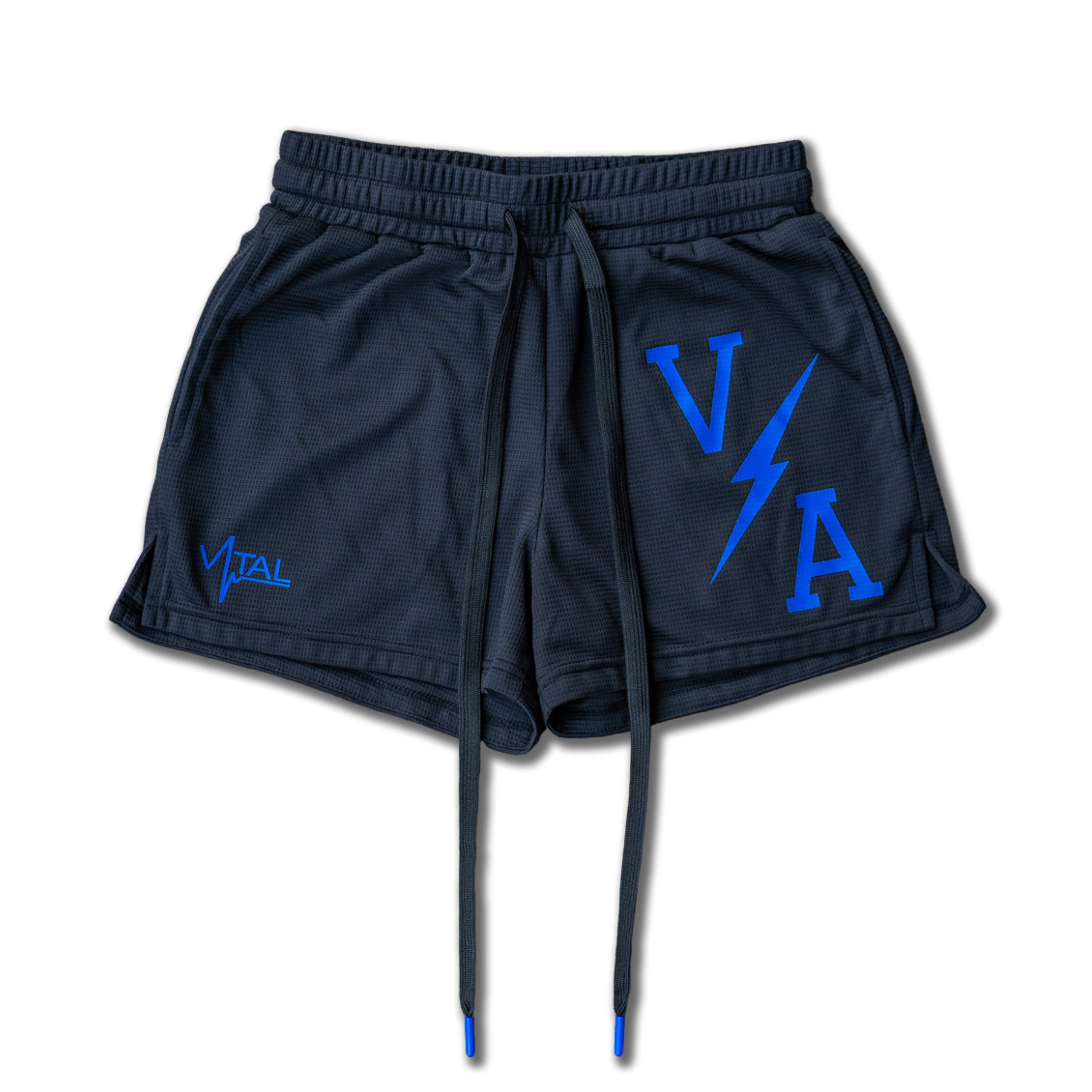 Combat Mesh Shorts 5" - Black/Blue - VITAL APPAREL