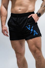 Combat Mesh Shorts 5" - Black/Distressed Baby Blue - VITAL APPAREL