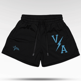 Combat Mesh Shorts 5" - Black/Distressed Baby Blue