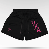 Combat Mesh Shorts 5" - Black/Distressed Hot Pink