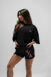 Combat Mesh Shorts 5" - Black/Distressed Hot Pink - VITAL APPAREL