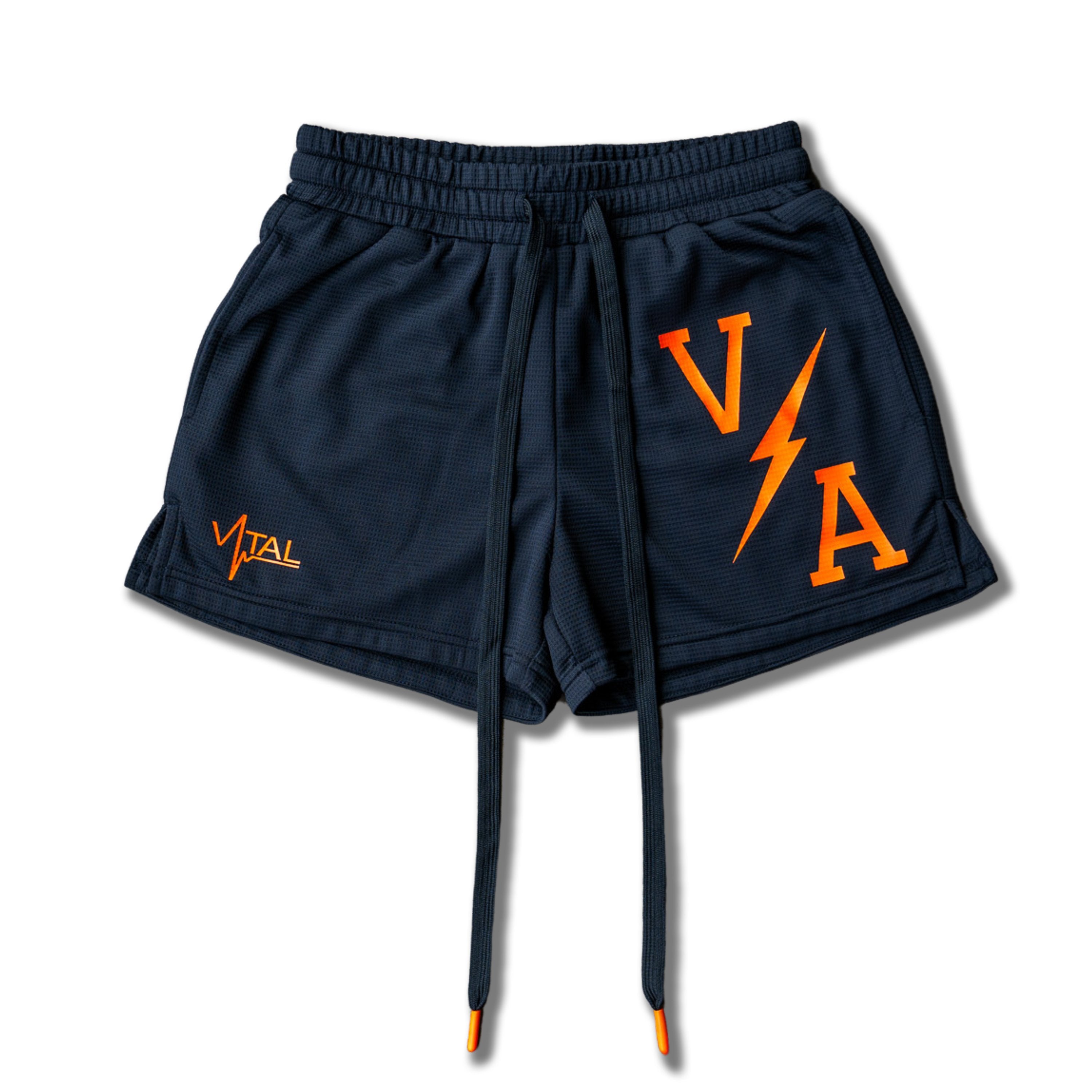 Combat Mesh Shorts 5" - Black/Orange Bolt - VITAL APPAREL