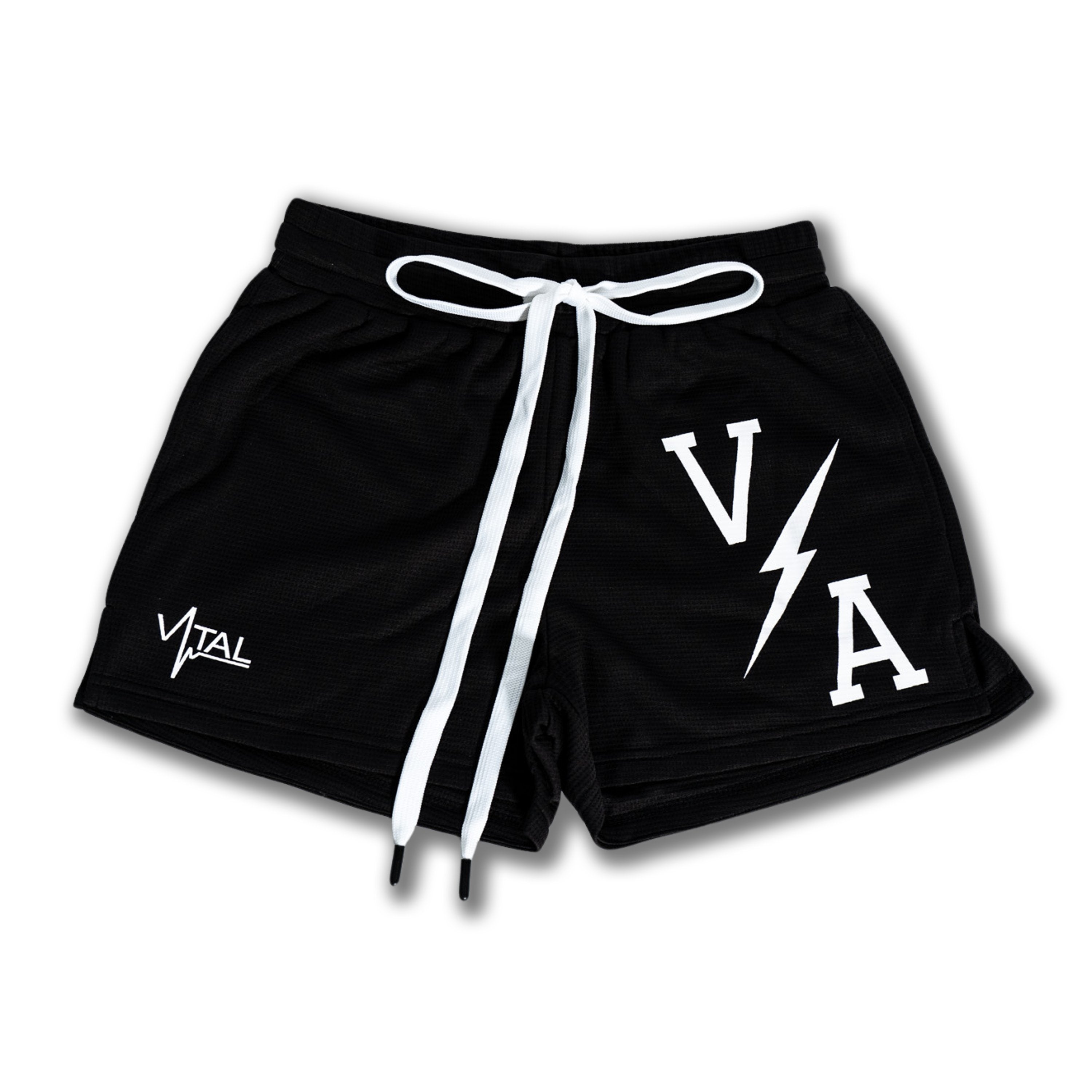 Combat Mesh Shorts 5" - Black/White Bolt - VITAL APPAREL