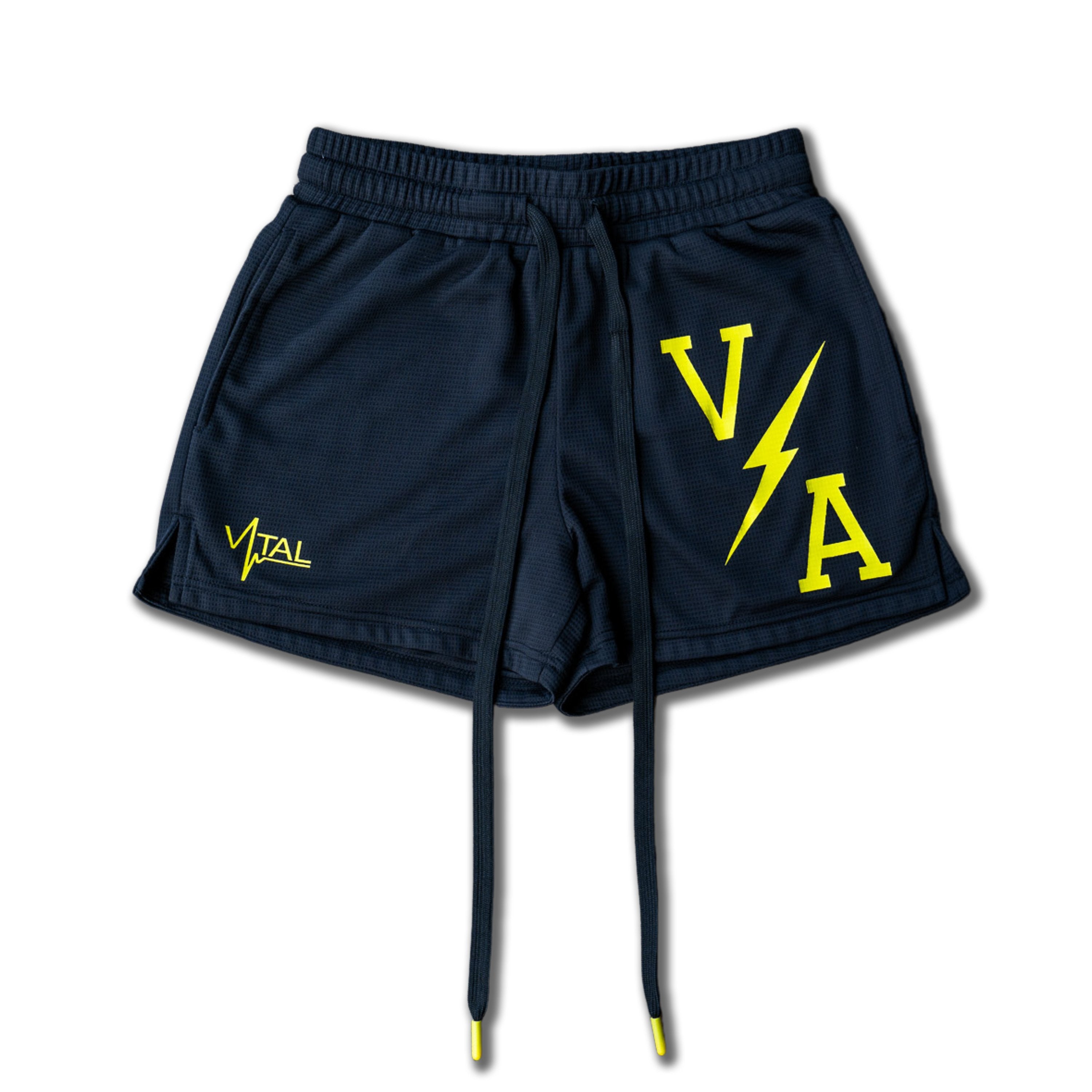 Combat Mesh Shorts 5" - Black/Yellow Bolt - VITAL APPAREL