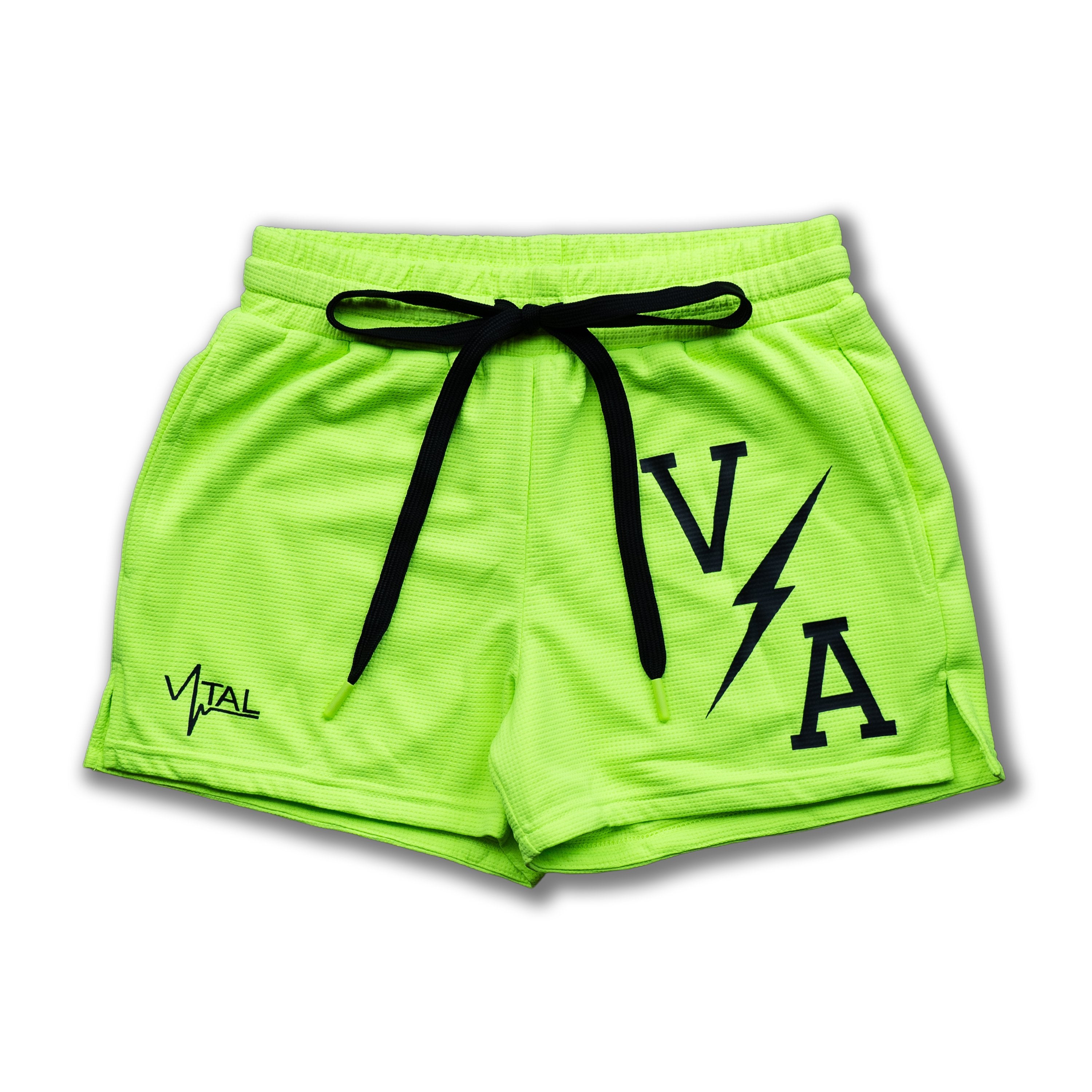 Combat Mesh Shorts 5" - Neon Green/Black Bolt - VITAL APPAREL