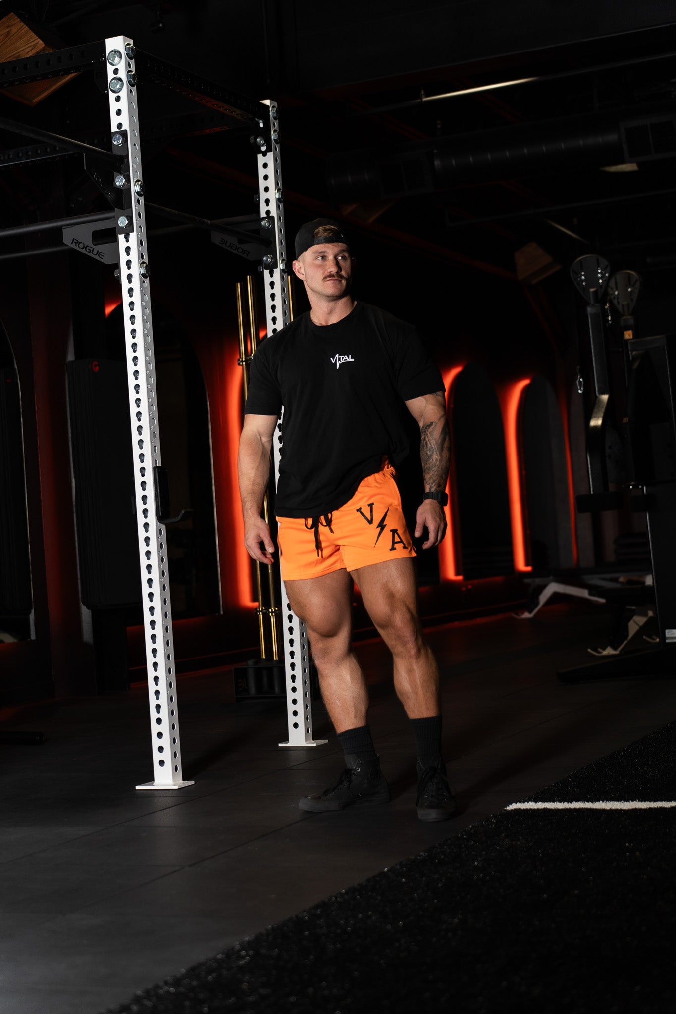 Combat Mesh Shorts 5" - Neon Orange/Black Bolt - VITAL APPAREL