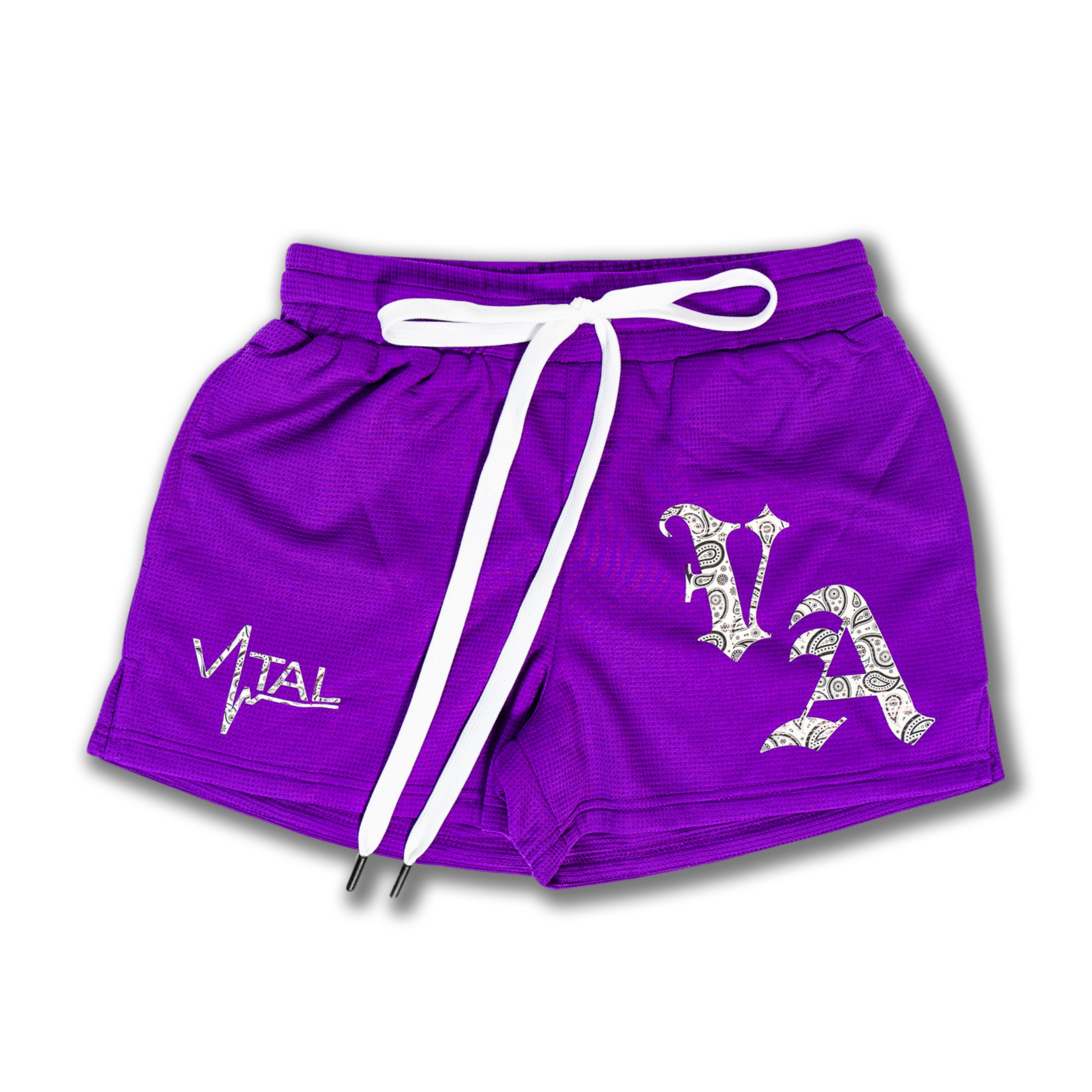 Combat Mesh Shorts 5" - Purple/Paisley - VITAL APPAREL