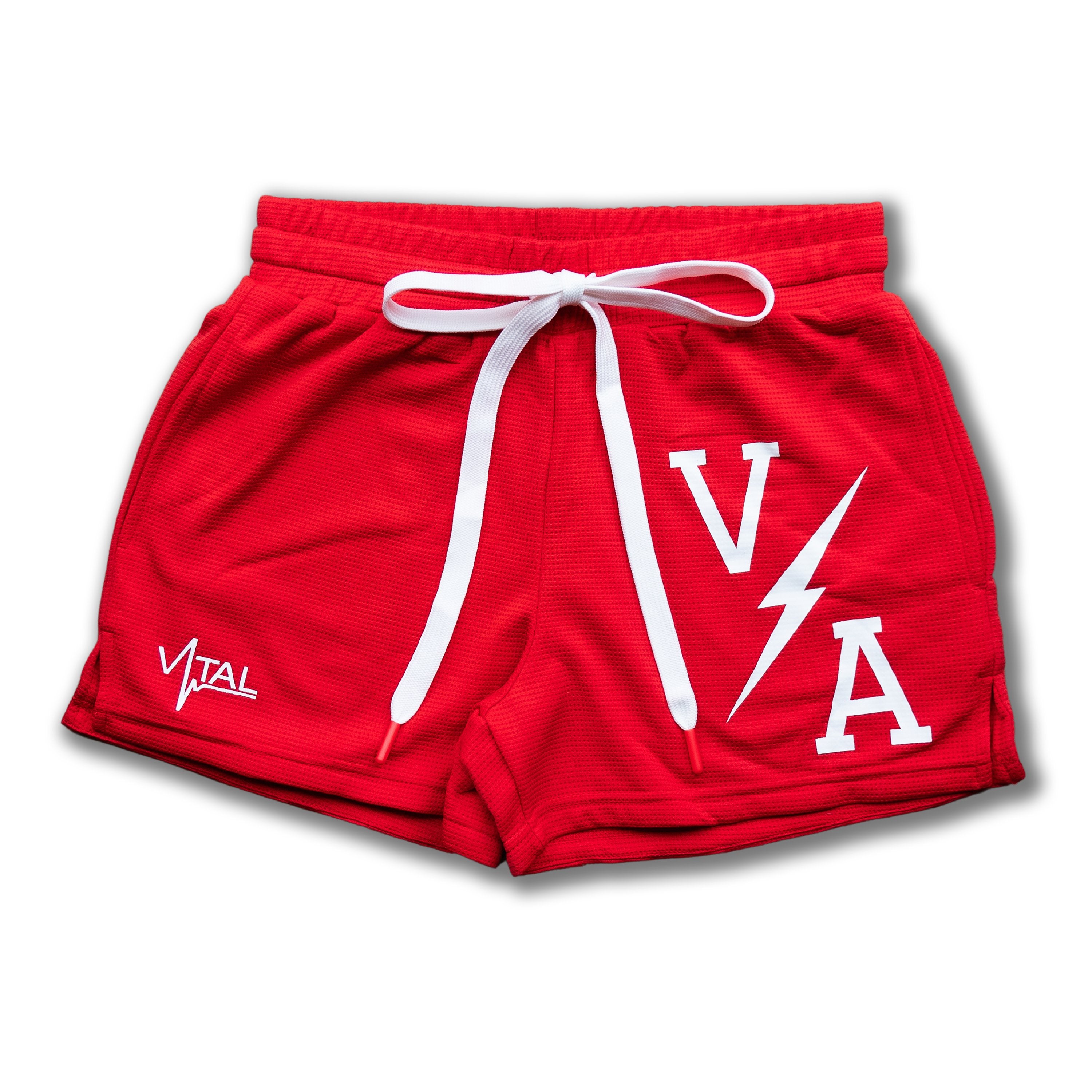 Combat Mesh Shorts 5" - Red/White Bolt - VITAL APPAREL