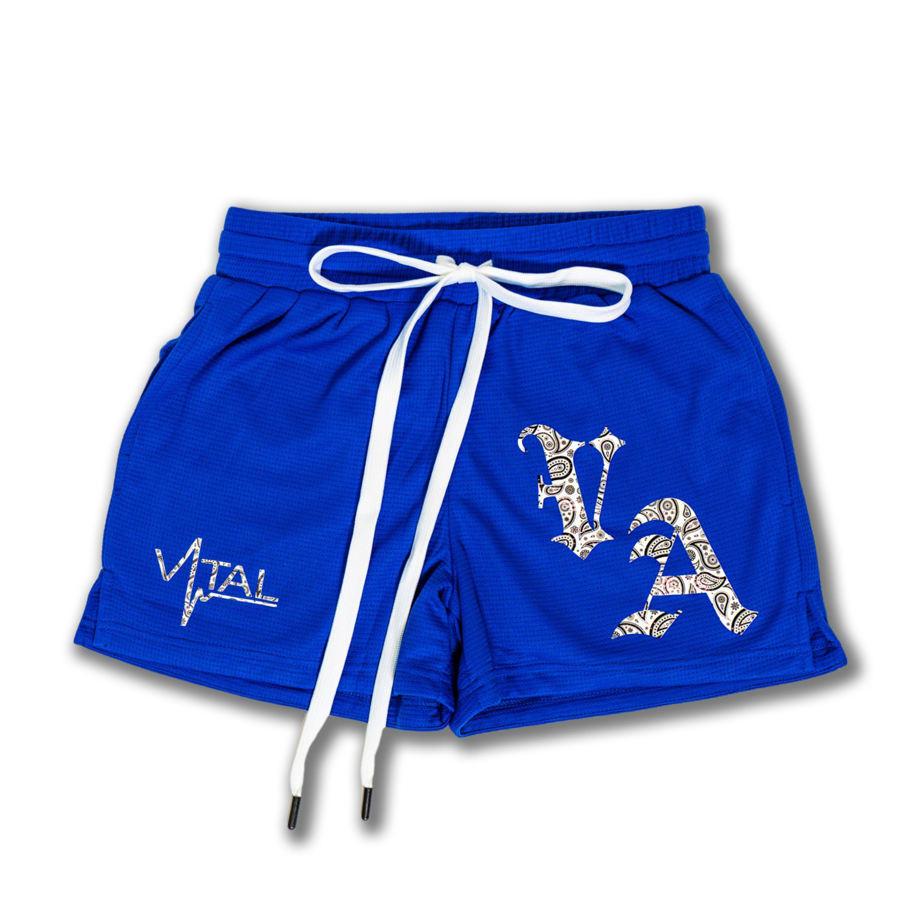 Combat Mesh Shorts 5" - Royal Blue Paisley - VITAL APPAREL