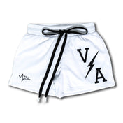 Combat Mesh Shorts 5" - White/Black Bolt - VITAL APPAREL