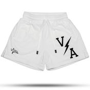 Combat Mesh Shorts 5" - White/Black Bolt Unisex - VITAL APPAREL
