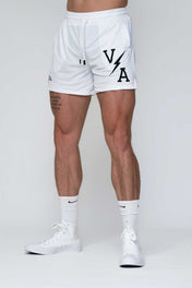 Combat Mesh Shorts 5" - White/Black Bolt Unisex - VITAL APPAREL