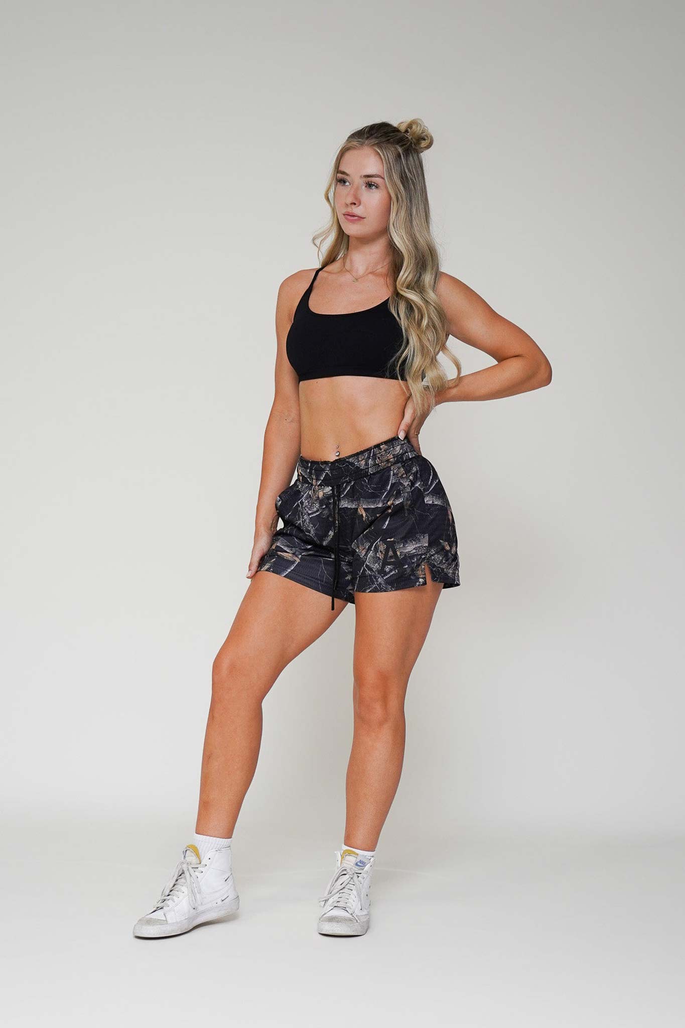 Combat Mesh Shorts 5.5" - Black Woodland Camo Unisex - VITAL APPAREL