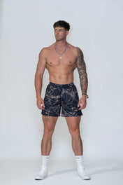 Combat Mesh Shorts 5.5" - Black Woodland Camo Unisex - VITAL APPAREL