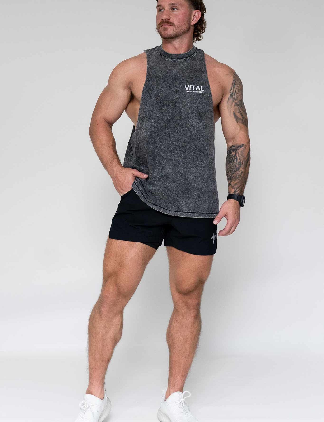 Cut Off Tank - Black Acid - VITAL APPAREL