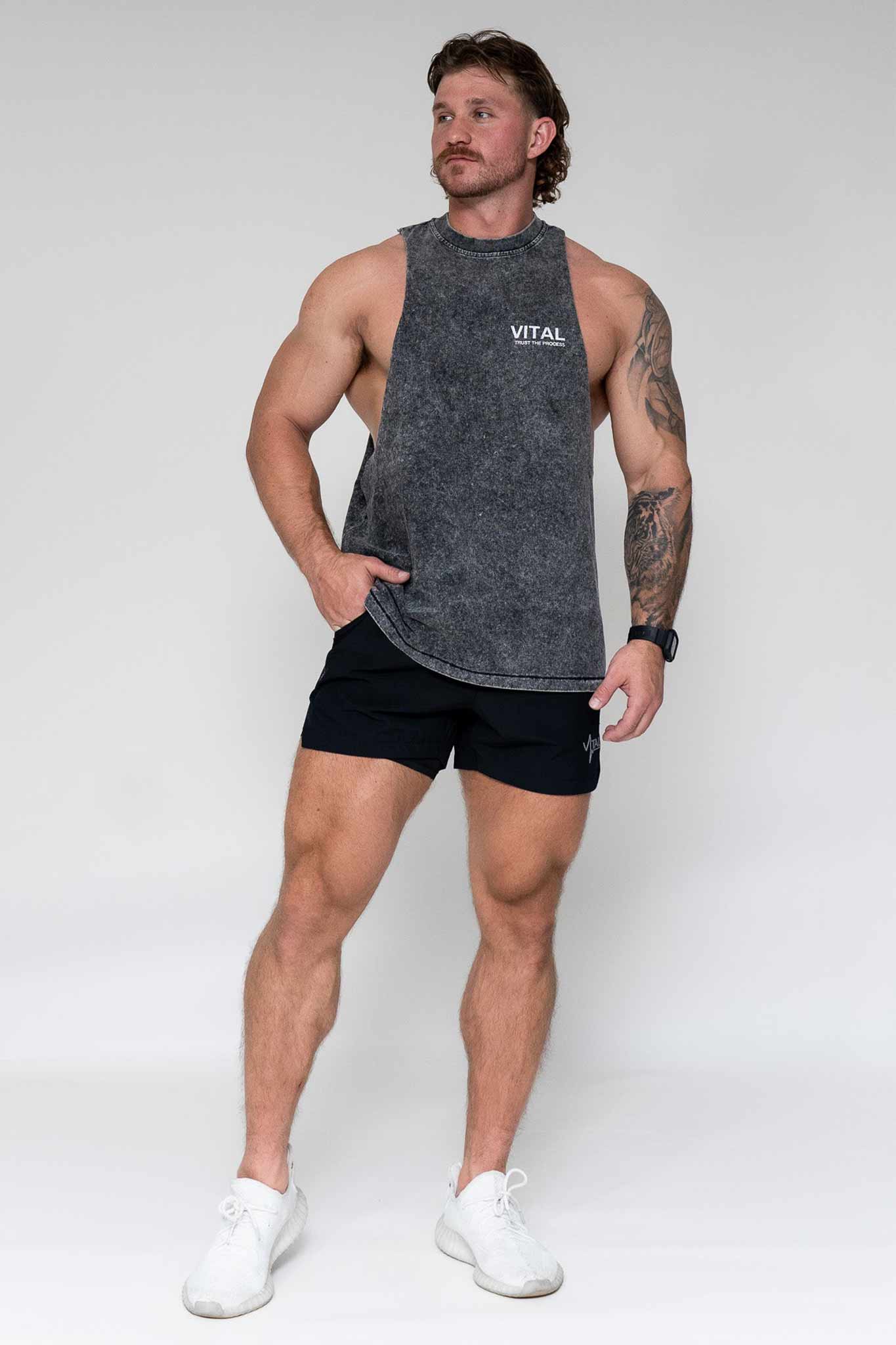 Cut Off Tank - Black Acid - VITAL APPAREL