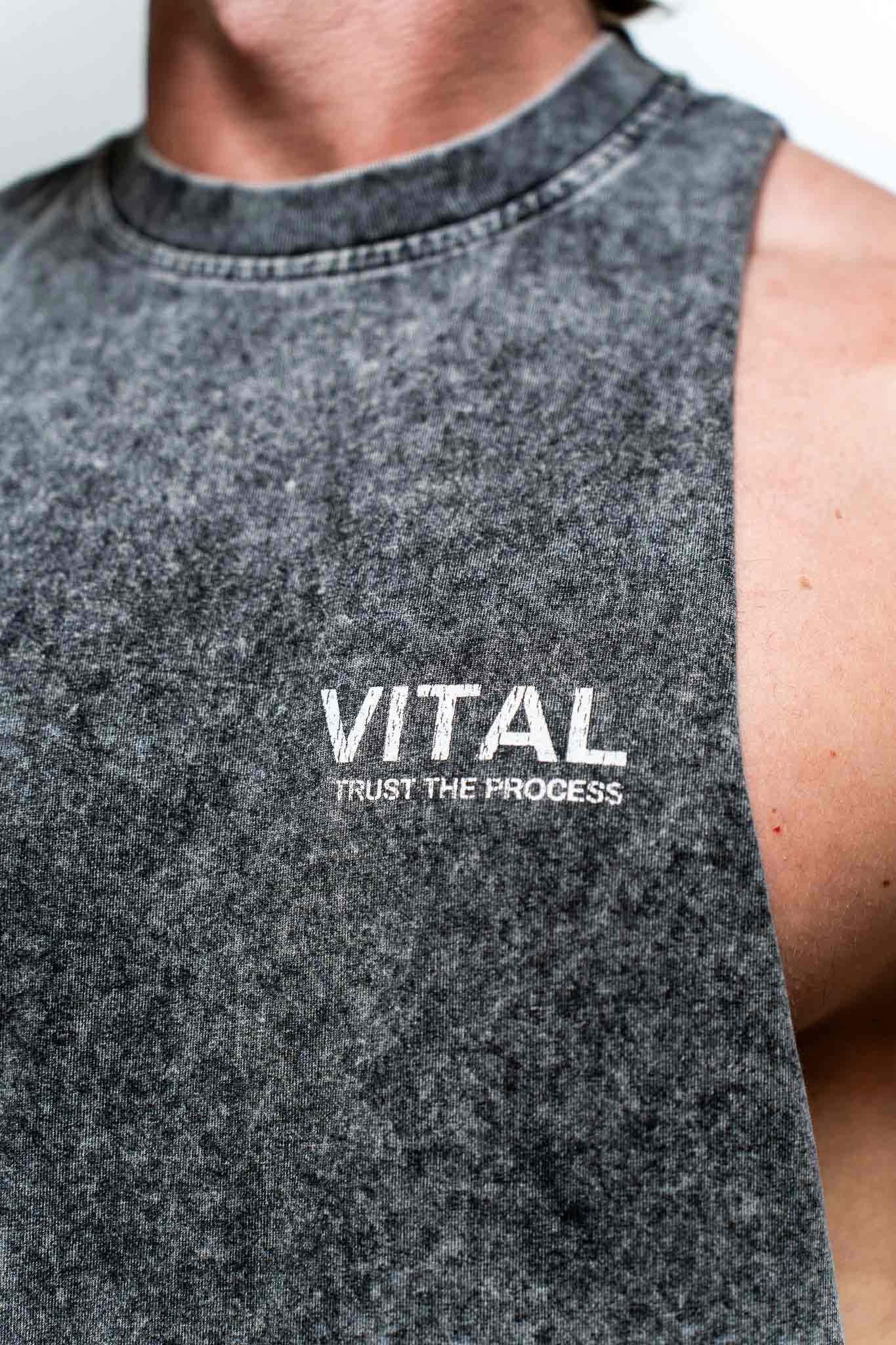 Cut Off Tank - Black Acid - VITAL APPAREL