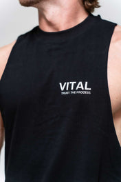 Cut Off Tank - Black/White - VITAL APPAREL