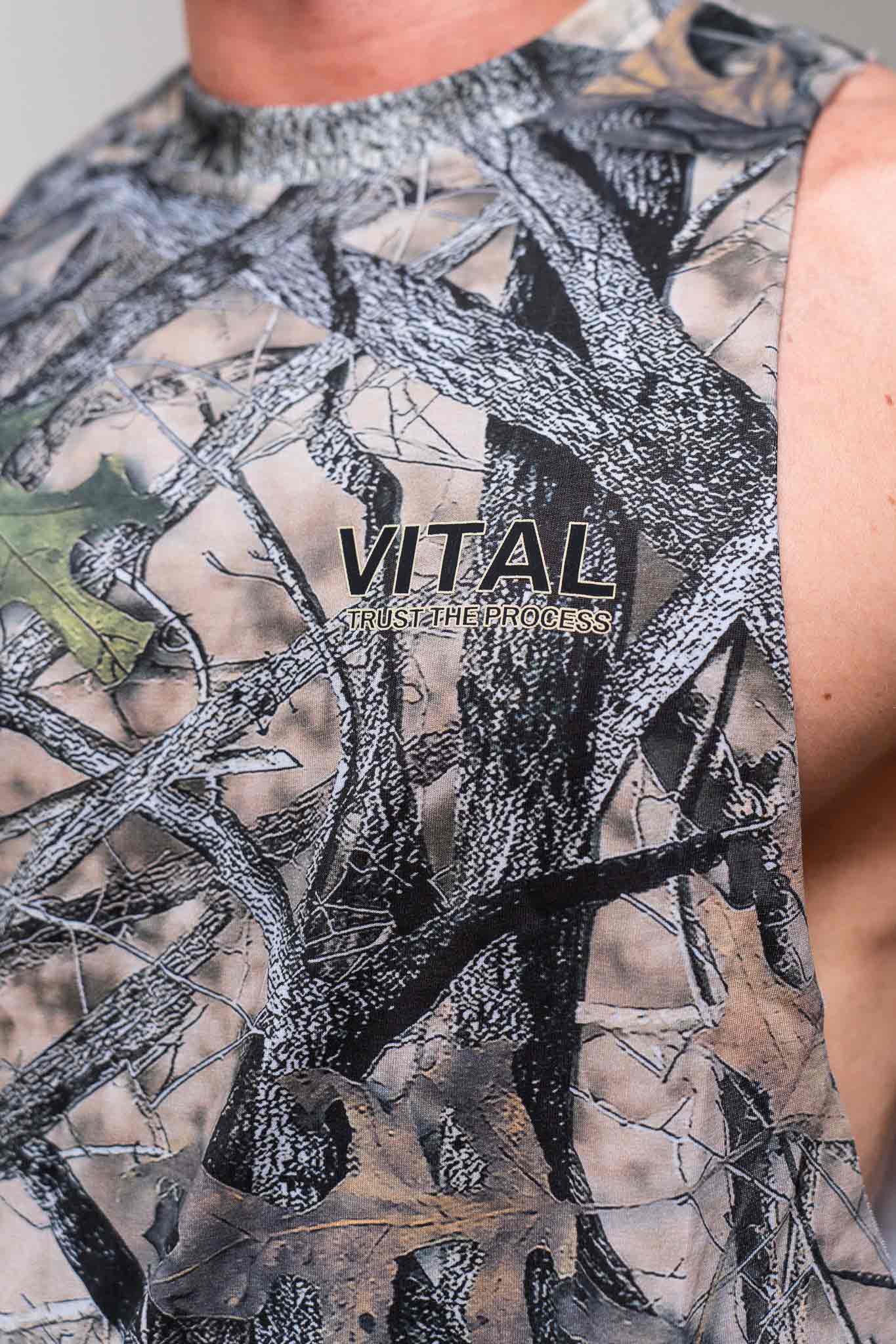 Cut Off Tank - Woodland Camo - VITAL APPAREL